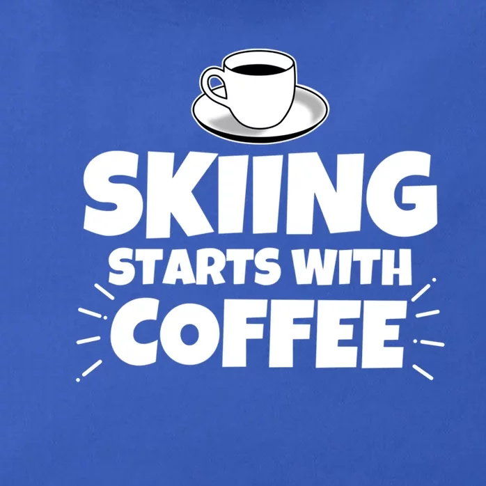 Skiing Starts With Coffee Funny Funny Gift Zip Tote Bag