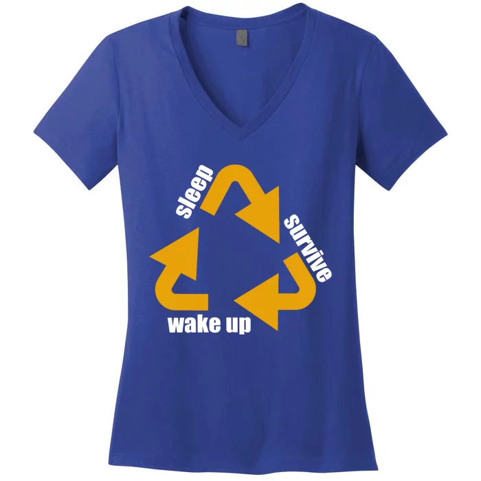 Sleep Survive Wake Up Work Teacher Life Pre School Cool Gift Women's V-Neck T-Shirt