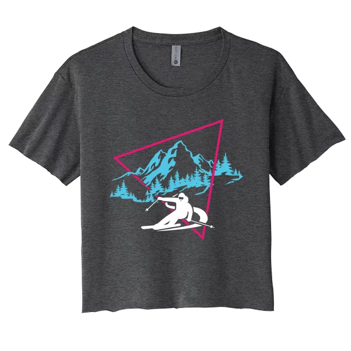 Skier Skiing Winter Sport Ski Skiers Ski Lover Gift Women's Crop Top Tee