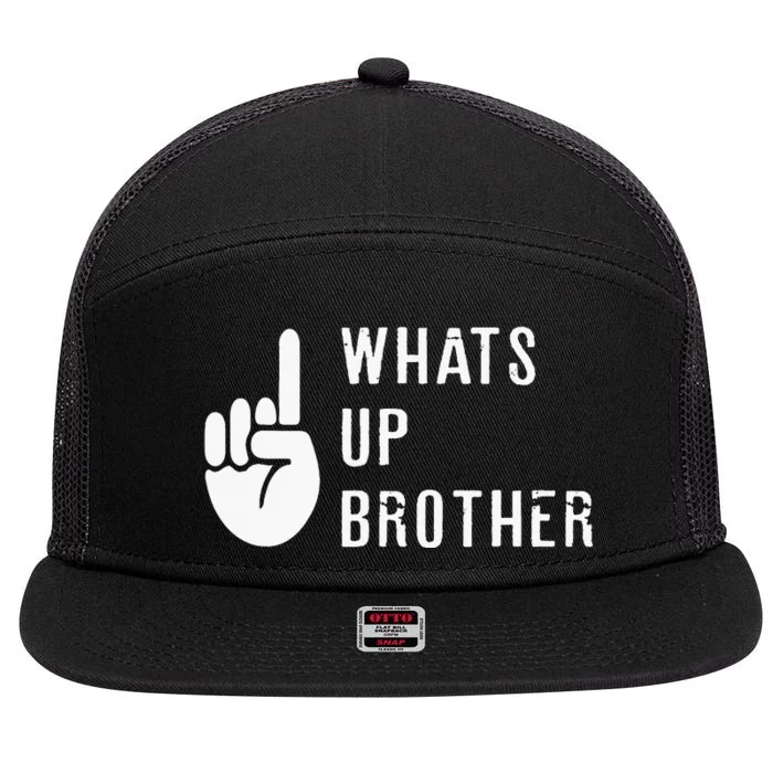 Sketch Streamer Whats Up Brother 7 Panel Mesh Trucker Snapback Hat