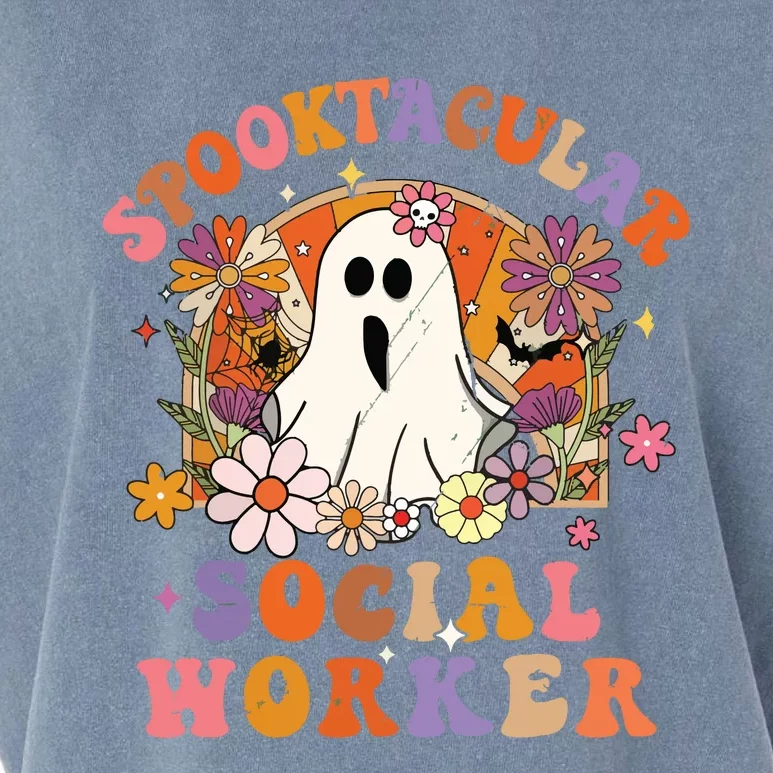 Spooktacular Social Worker Happy Halloween Spooky Matching Garment-Dyed Women's Muscle Tee