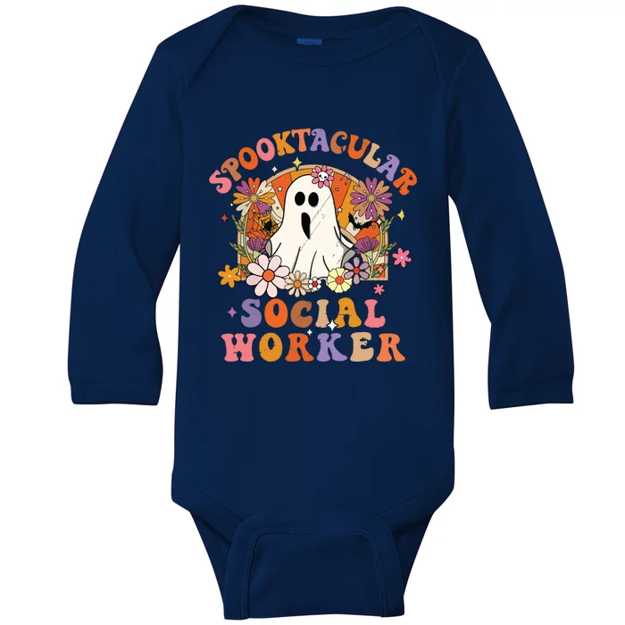 Spooktacular Social Worker Happy Halloween Spooky Matching Baby Long Sleeve Bodysuit