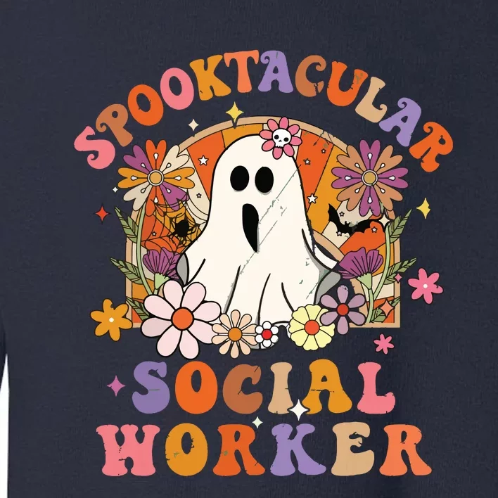 Spooktacular Social Worker Happy Halloween Spooky Matching Toddler Sweatshirt