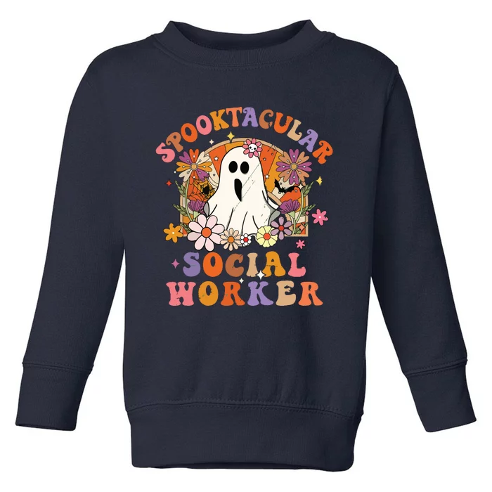 Spooktacular Social Worker Happy Halloween Spooky Matching Toddler Sweatshirt