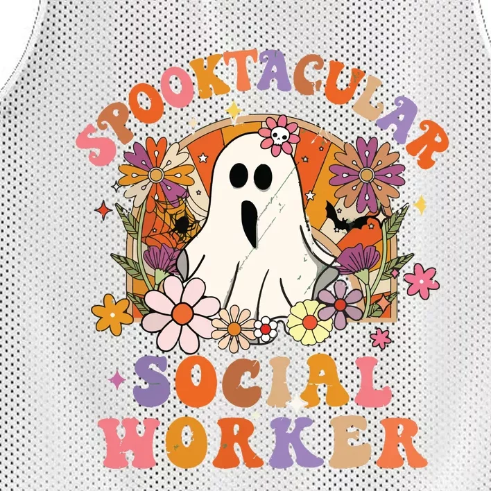 Spooktacular Social Worker Happy Halloween Spooky Matching Mesh Reversible Basketball Jersey Tank