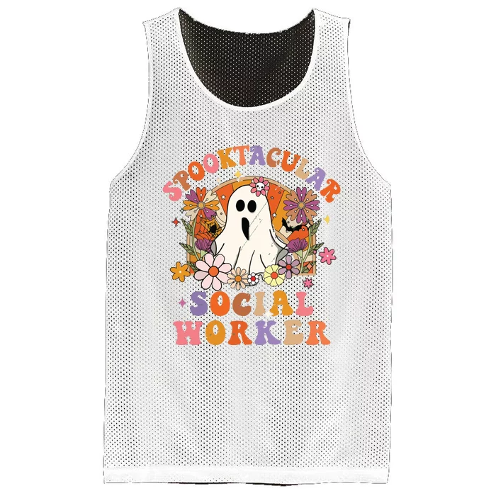 Spooktacular Social Worker Happy Halloween Spooky Matching Mesh Reversible Basketball Jersey Tank