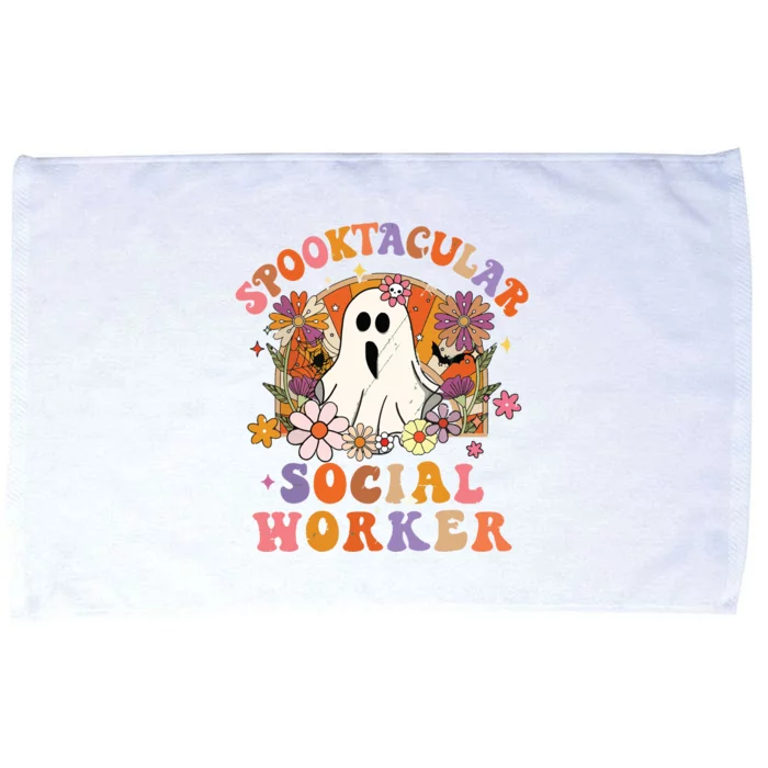 Spooktacular Social Worker Happy Halloween Spooky Matching Microfiber Hand Towel