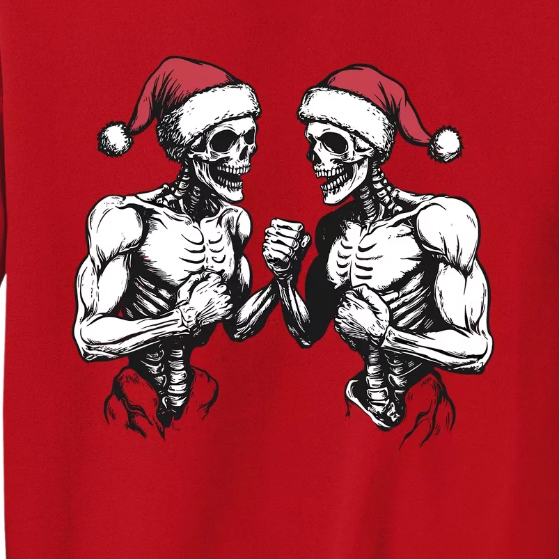 Santa Skeleton Wrestling Wrestler Halloween Christmas Xmas Sweatshirt