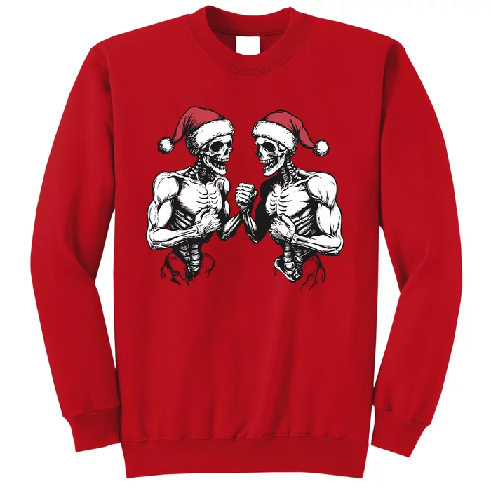 Santa Skeleton Wrestling Wrestler Halloween Christmas Xmas Sweatshirt