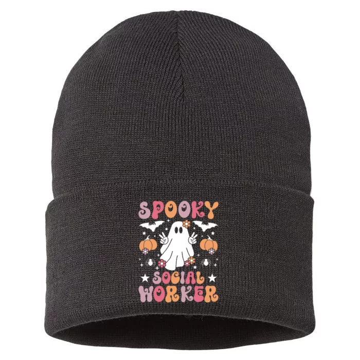 Spooky Social Worker Halloween Best Social Workers Sustainable Knit Beanie