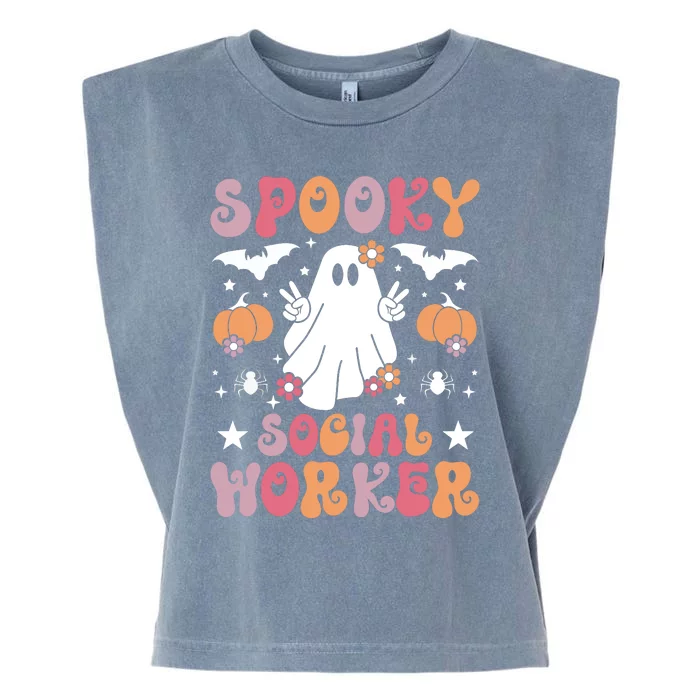 Spooky Social Worker Halloween Best Social Workers Garment-Dyed Women's Muscle Tee