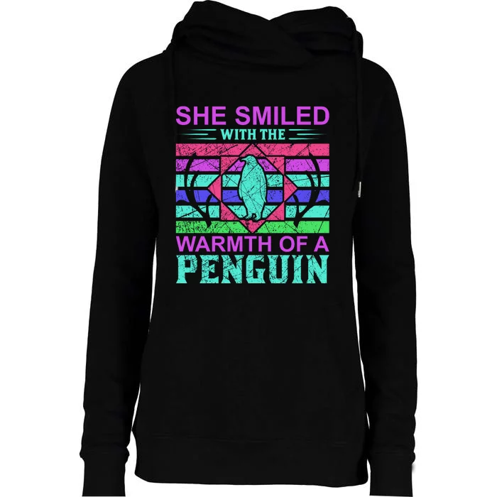 She Smiled With The Warmth Of A Penguin Womens Funnel Neck Pullover Hood