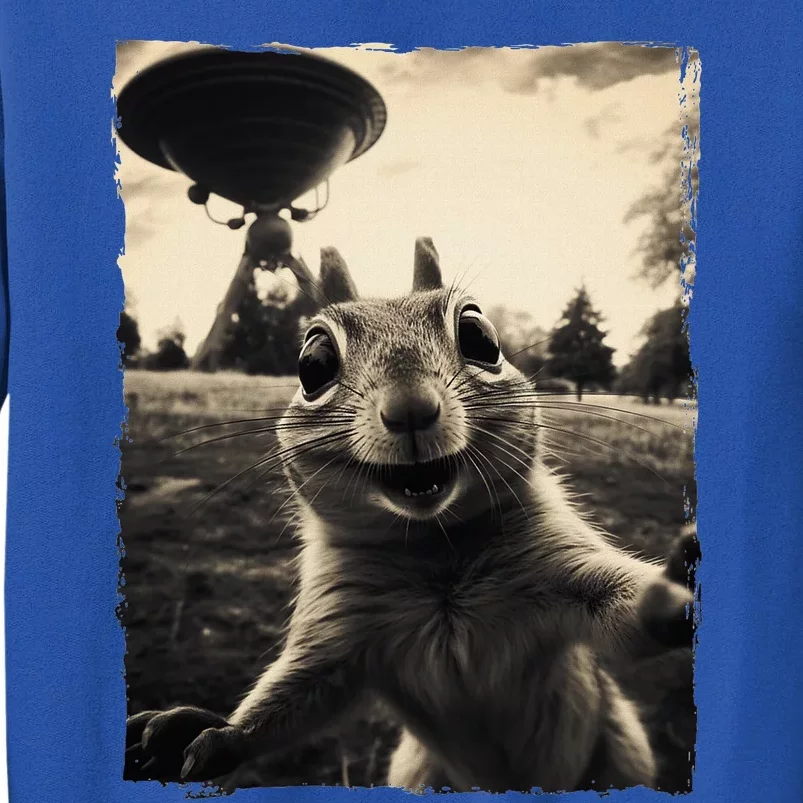 Squirrel Selfie With Ufos Squirrel Mom Funny Squirrel Lover Tall Sweatshirt