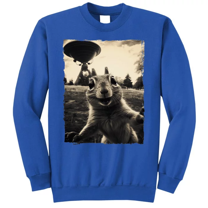 Squirrel Selfie With Ufos Squirrel Mom Funny Squirrel Lover Tall Sweatshirt