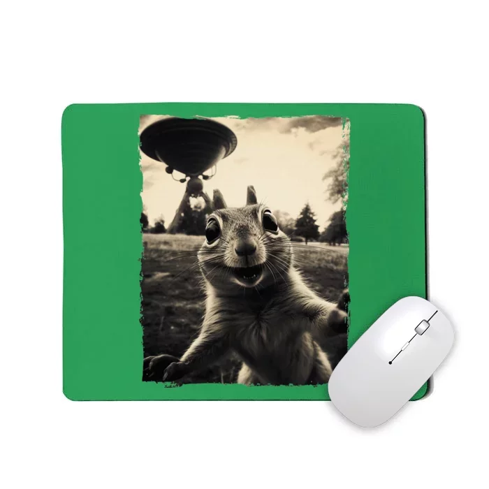 Squirrel Selfie With Ufos Squirrel Mom Funny Squirrel Lover Mousepad