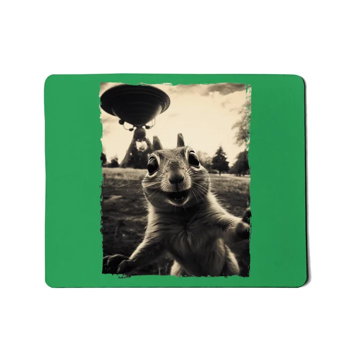 Squirrel Selfie With Ufos Squirrel Mom Funny Squirrel Lover Mousepad