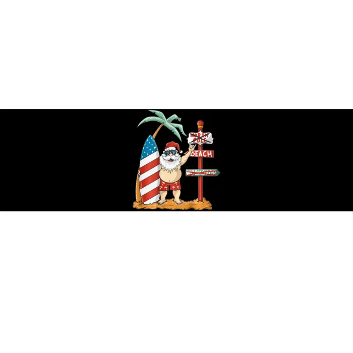 Surfing Santa With USA Patriotic Surfboard Christmas in July Bumper Sticker