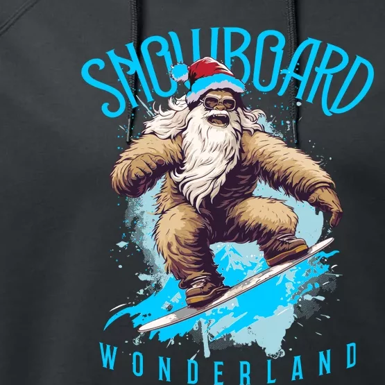 Sasquatch Snowboard Wonderland Christmas Bigfoot Performance Fleece Hoodie