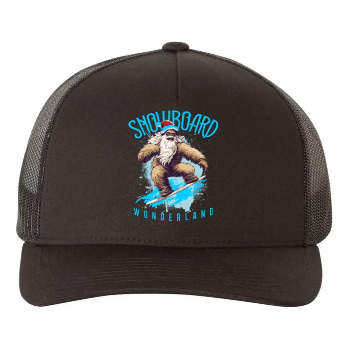 Sasquatch Snowboard Wonderland Christmas Bigfoot Yupoong Adult 5-Panel Trucker Hat