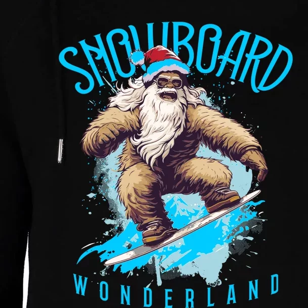 Sasquatch Snowboard Wonderland Christmas Bigfoot Womens Funnel Neck Pullover Hood