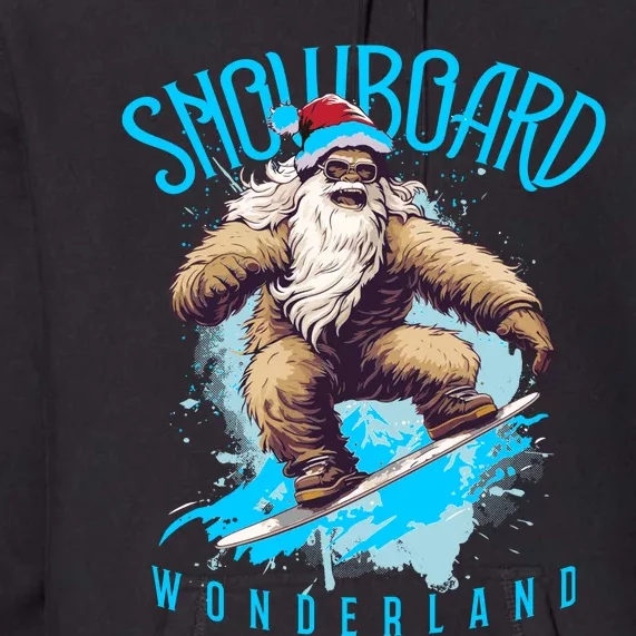 Sasquatch Snowboard Wonderland Christmas Bigfoot Premium Hoodie