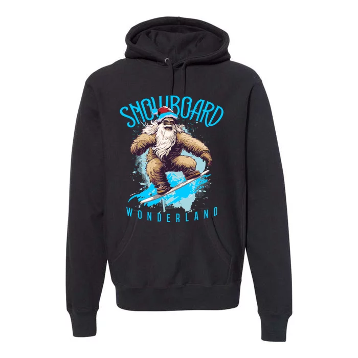 Sasquatch Snowboard Wonderland Christmas Bigfoot Premium Hoodie