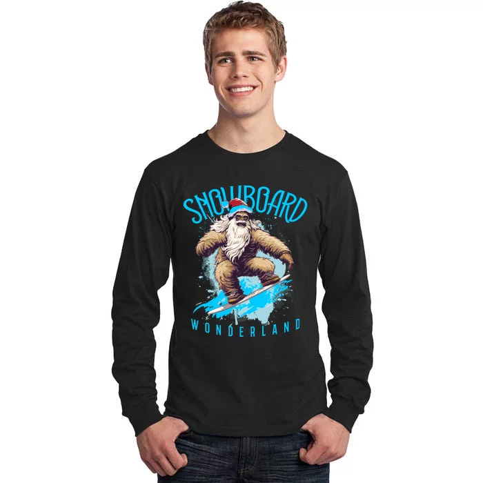 Sasquatch Snowboard Wonderland Christmas Bigfoot Tall Long Sleeve T-Shirt