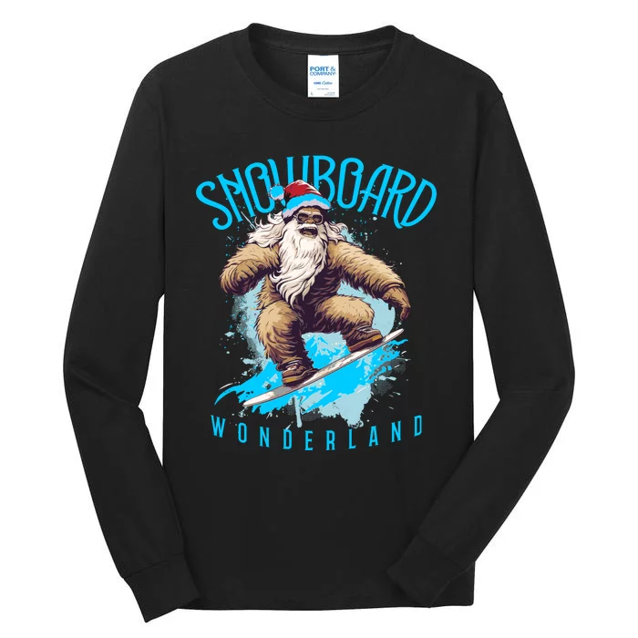 Sasquatch Snowboard Wonderland Christmas Bigfoot Tall Long Sleeve T-Shirt