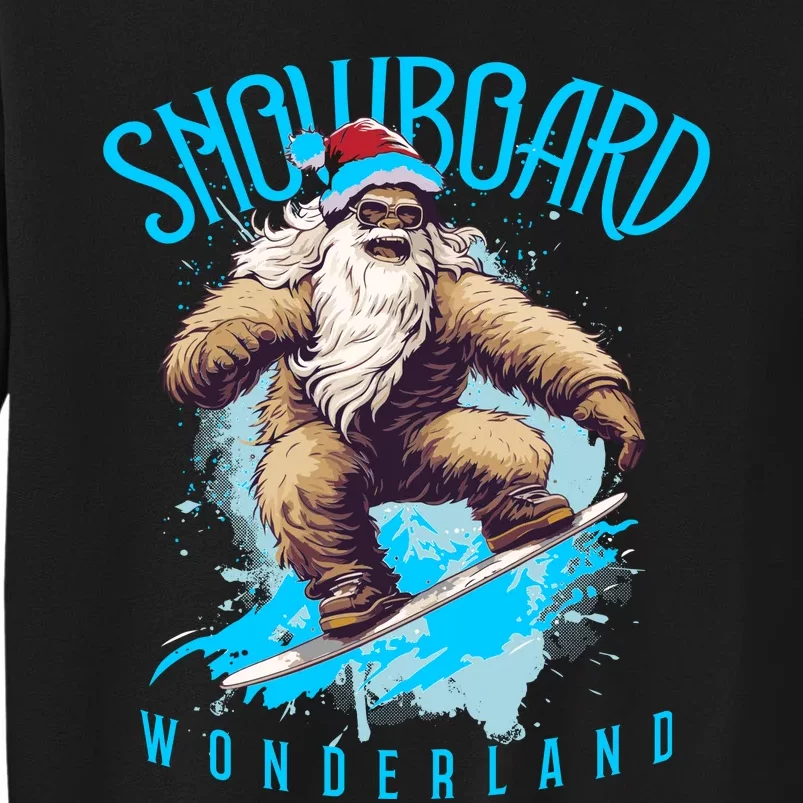 Sasquatch Snowboard Wonderland Christmas Bigfoot Tall Sweatshirt