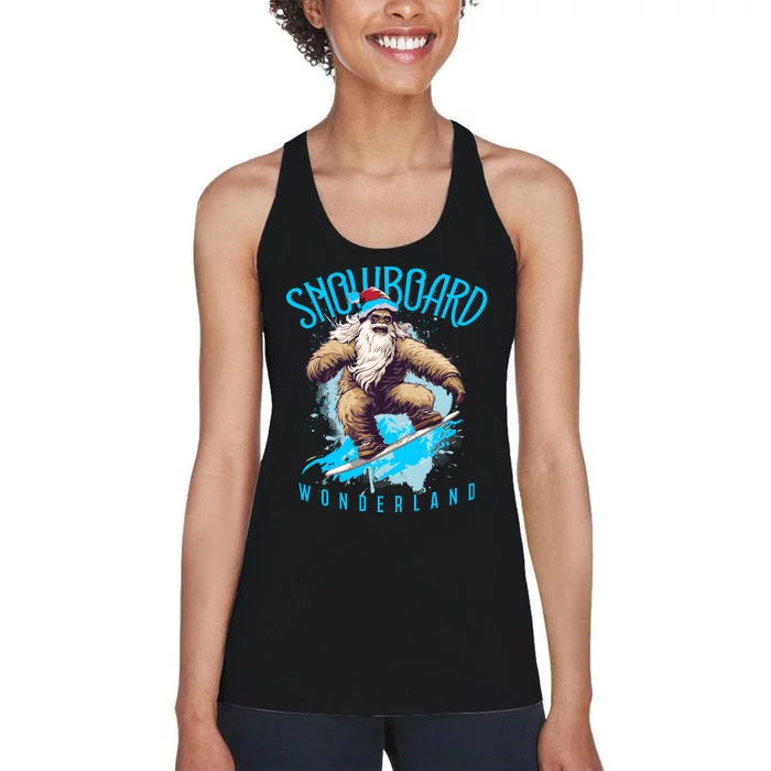 Sasquatch Snowboard Wonderland Christmas Bigfoot Women's Racerback Tank