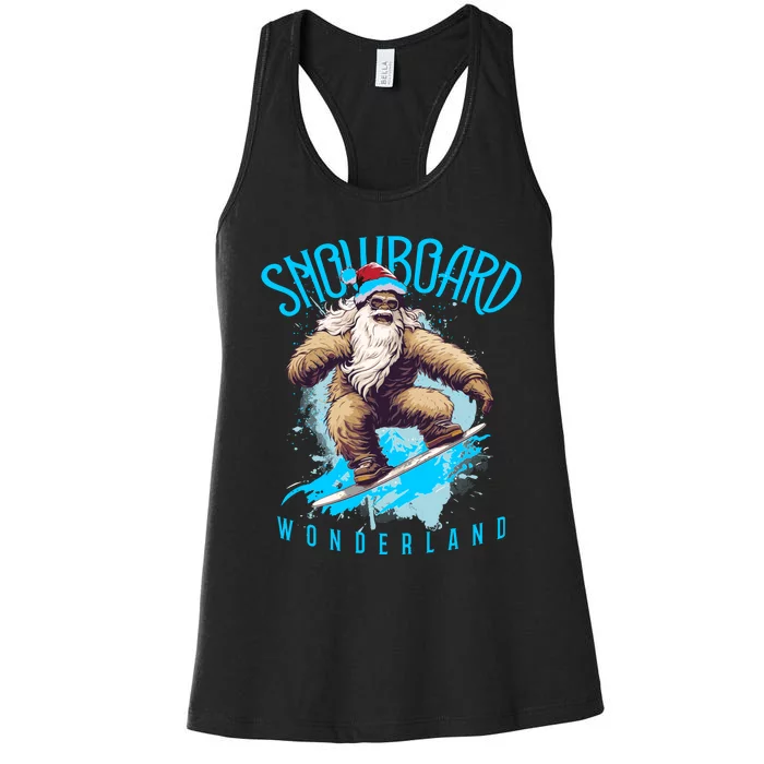 Sasquatch Snowboard Wonderland Christmas Bigfoot Women's Racerback Tank