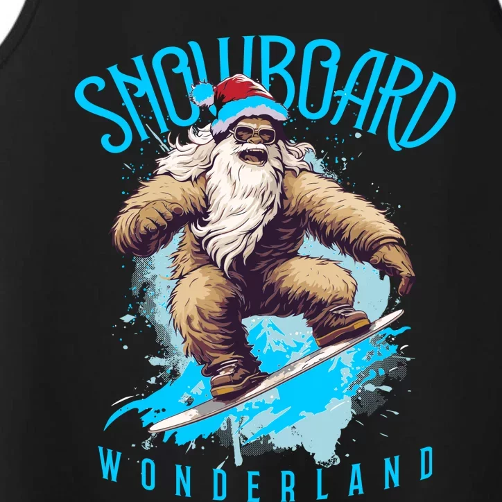 Sasquatch Snowboard Wonderland Christmas Bigfoot Performance Tank