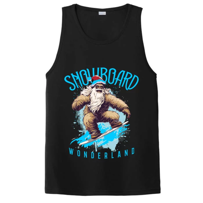 Sasquatch Snowboard Wonderland Christmas Bigfoot Performance Tank