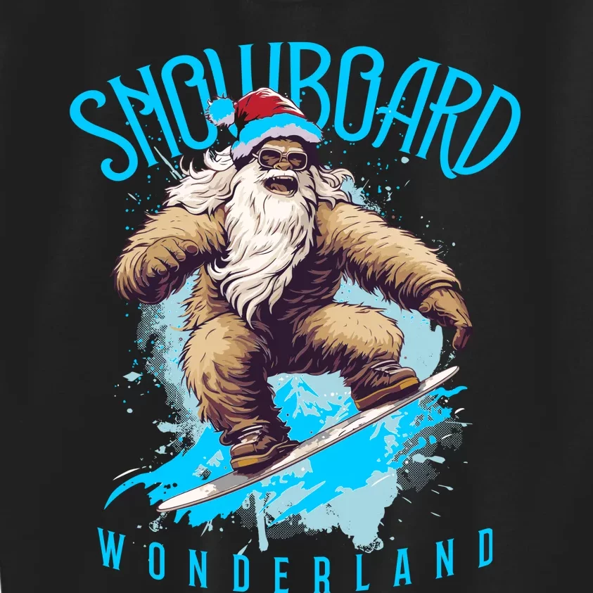 Sasquatch Snowboard Wonderland Christmas Bigfoot Kids Sweatshirt