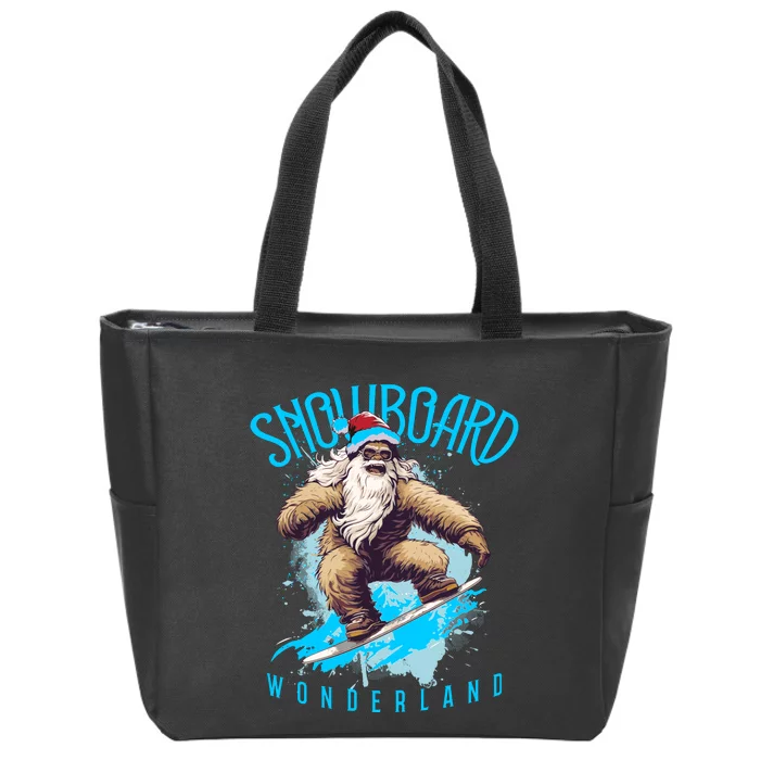 Sasquatch Snowboard Wonderland Christmas Bigfoot Zip Tote Bag