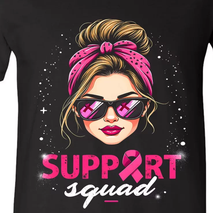 Support Squad Women Sunglasses Breast Cancer Awareness V-Neck T-Shirt