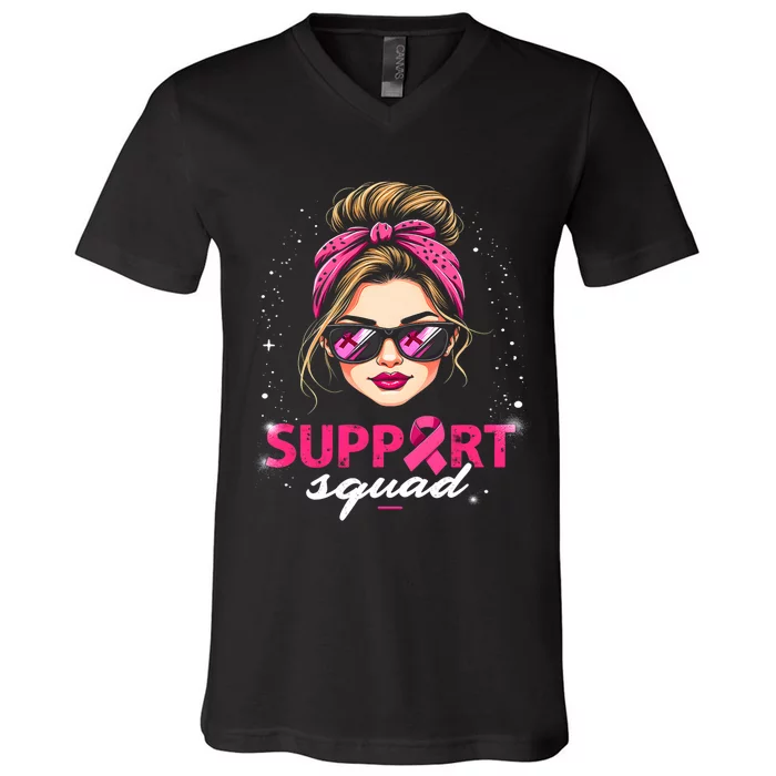 Support Squad Women Sunglasses Breast Cancer Awareness V-Neck T-Shirt