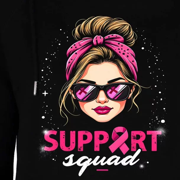 Support Squad Women Sunglasses Breast Cancer Awareness Womens Funnel Neck Pullover Hood