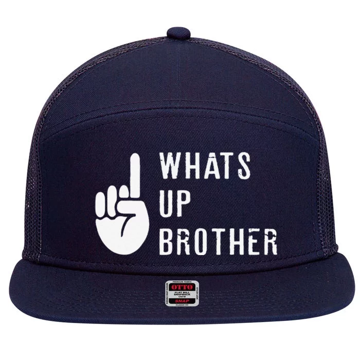 Sketch Streamer Whats Up Brother 7 Panel Mesh Trucker Snapback Hat