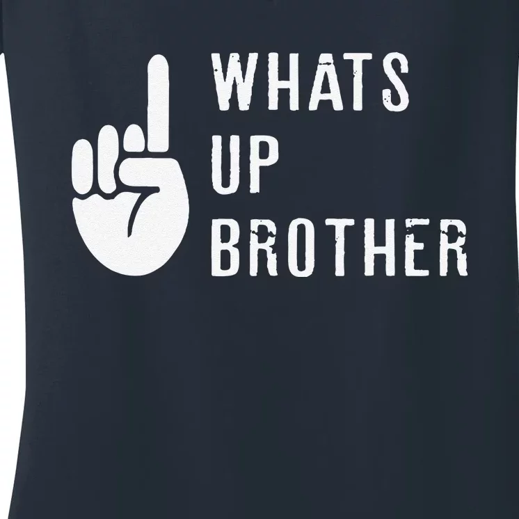 Sketch Streamer Whats Up Brother Women's V-Neck T-Shirt