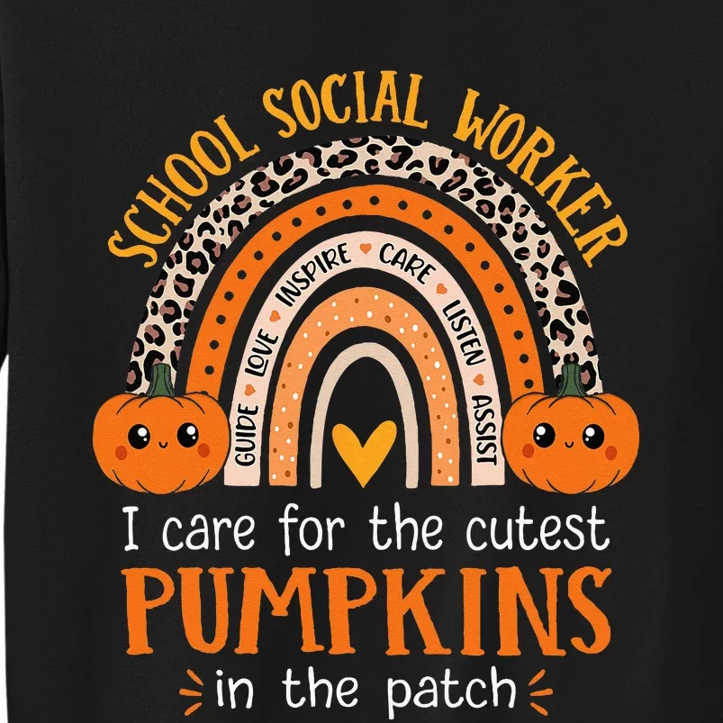 School Social Worker Halloween Rainbow Leopard School Worker Sweatshirt