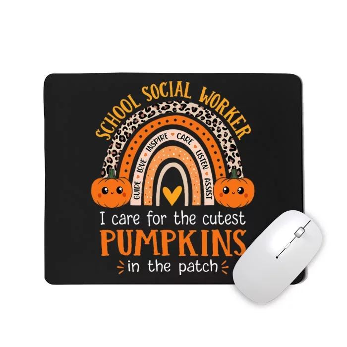 School Social Worker Halloween Rainbow Leopard School Worker Mousepad