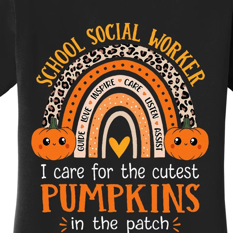 School Social Worker Halloween Rainbow Leopard School Worker Women's T-Shirt