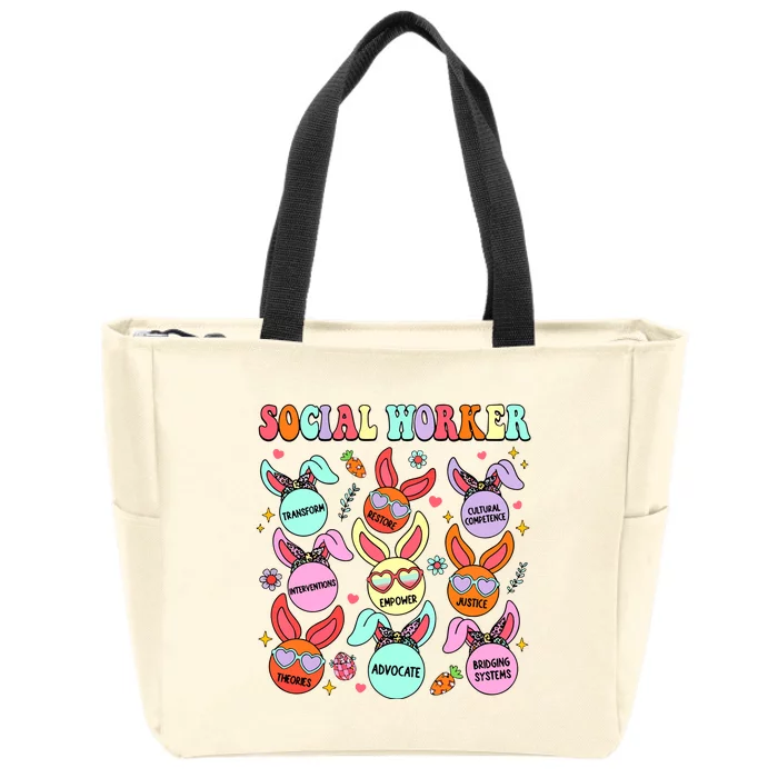 School Social Worker Funny Easter Zip Tote Bag