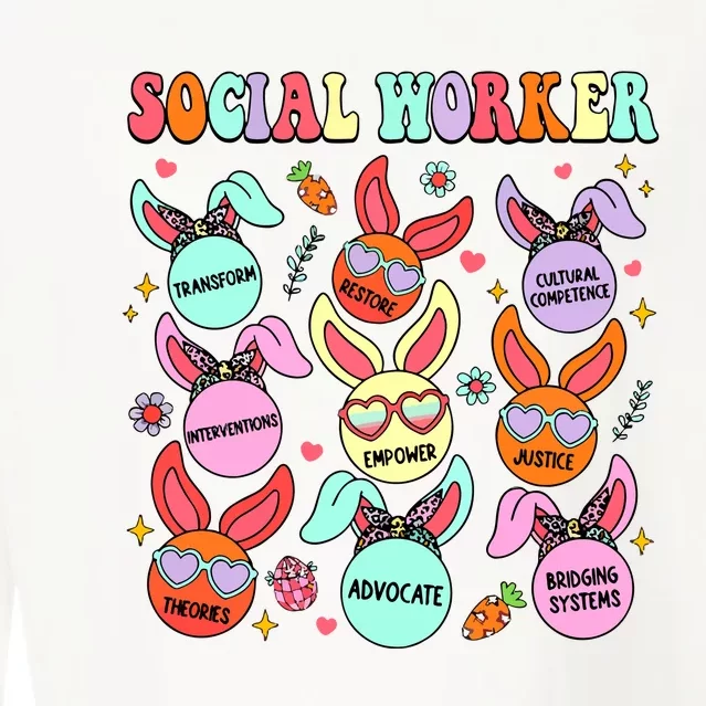 School Social Worker Funny Easter Cropped Pullover Crew