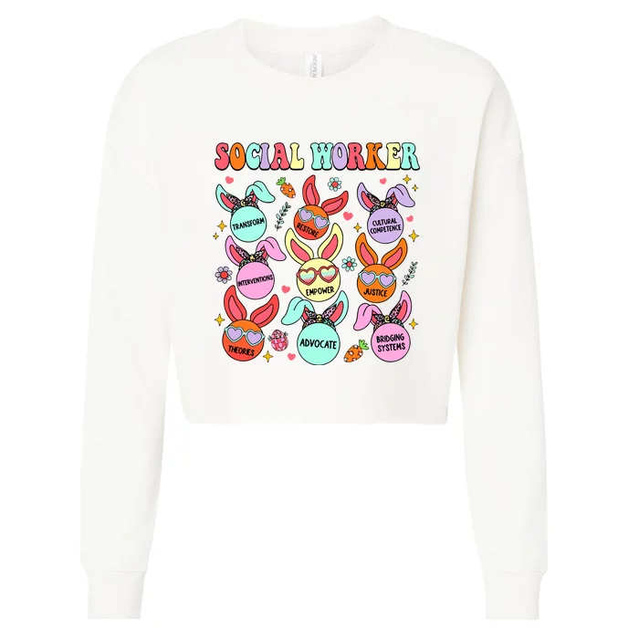 School Social Worker Funny Easter Cropped Pullover Crew