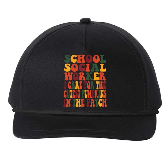 School Social Worker Halloween Rainbow Groovy School Worker Snapback Five-Panel Rope Hat