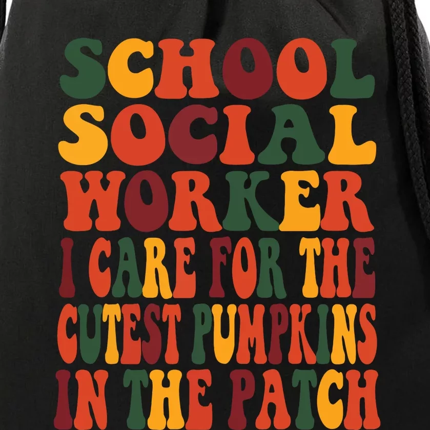 School Social Worker Halloween Rainbow Groovy School Worker Drawstring Bag