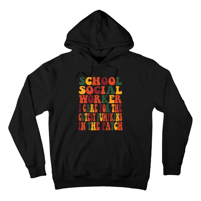 School Social Worker Halloween Rainbow Groovy School Worker Tall Hoodie