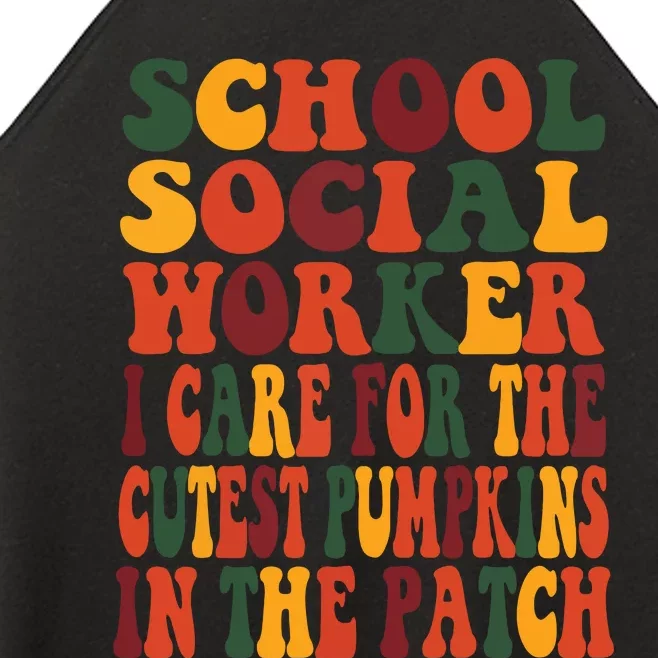 School Social Worker Halloween Rainbow Groovy School Worker Women’s Perfect Tri Rocker Tank